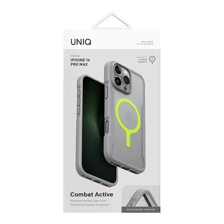 Чехол Uniq Combat LifePro Active для iPhone 16 Pro Max Каменный серый (MagSafe)