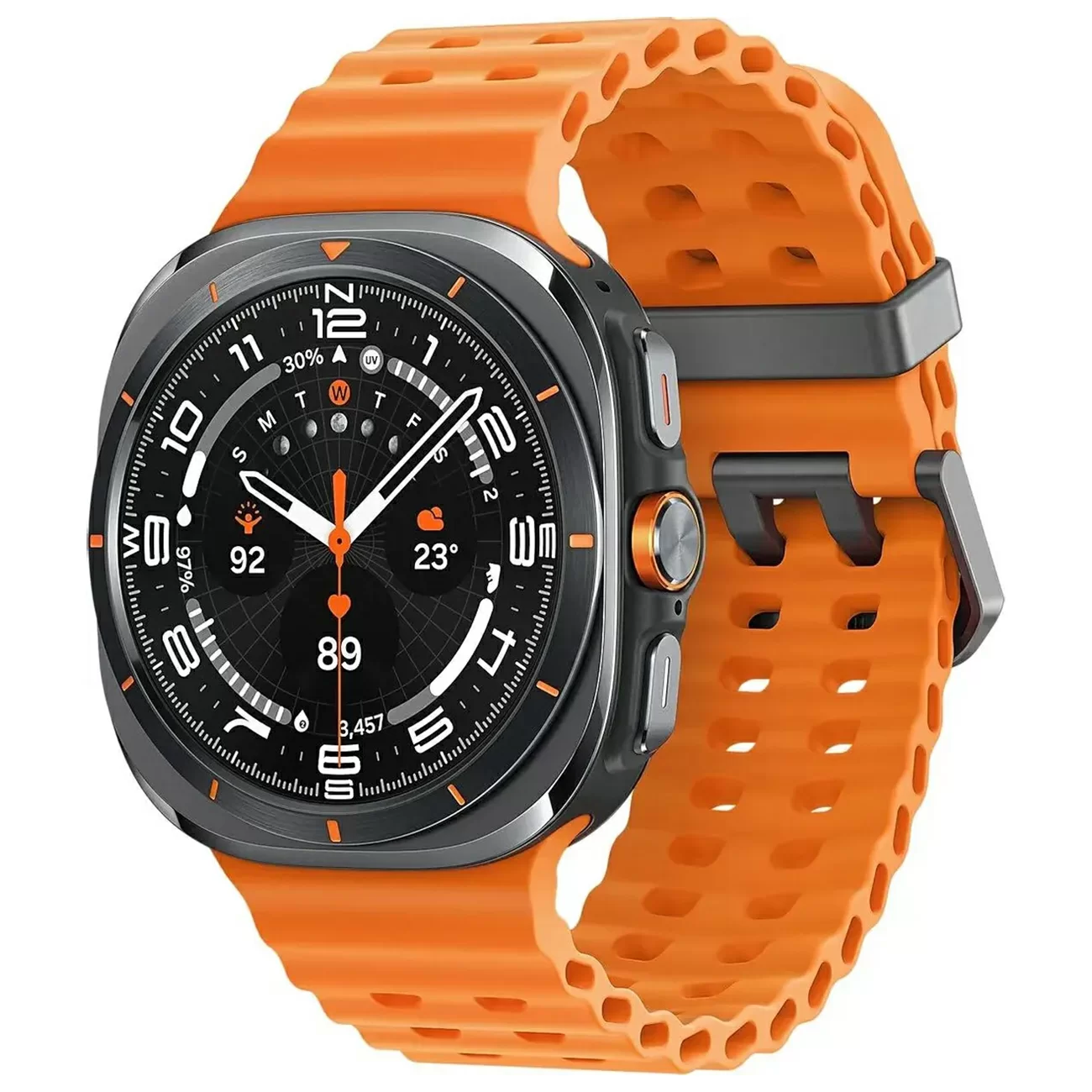Умные часы Samsung Galaxy Watch Ultra 47 мм Wi-Fi + LTE, Серый титан, Ремешок Оранжевый