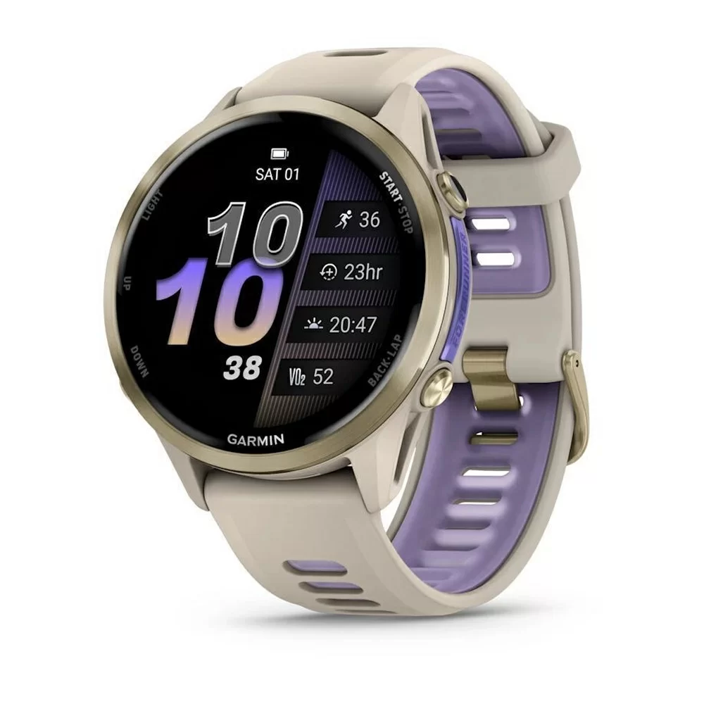 Спортивные часы Garmin Forerunner 570, 42 мм, Soft Gold Titanium French Gray / Translucent Indigo (Бежевый с фиолетовым)