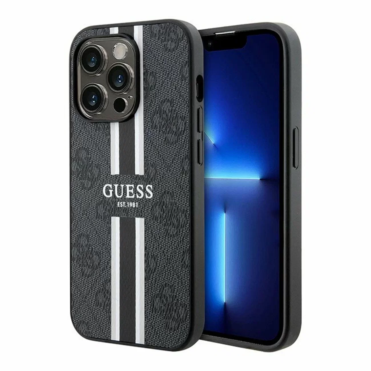 Чехол Guess PU 4G Stripes Hard Black (MagSafe) для iPhone 15 Pro Max