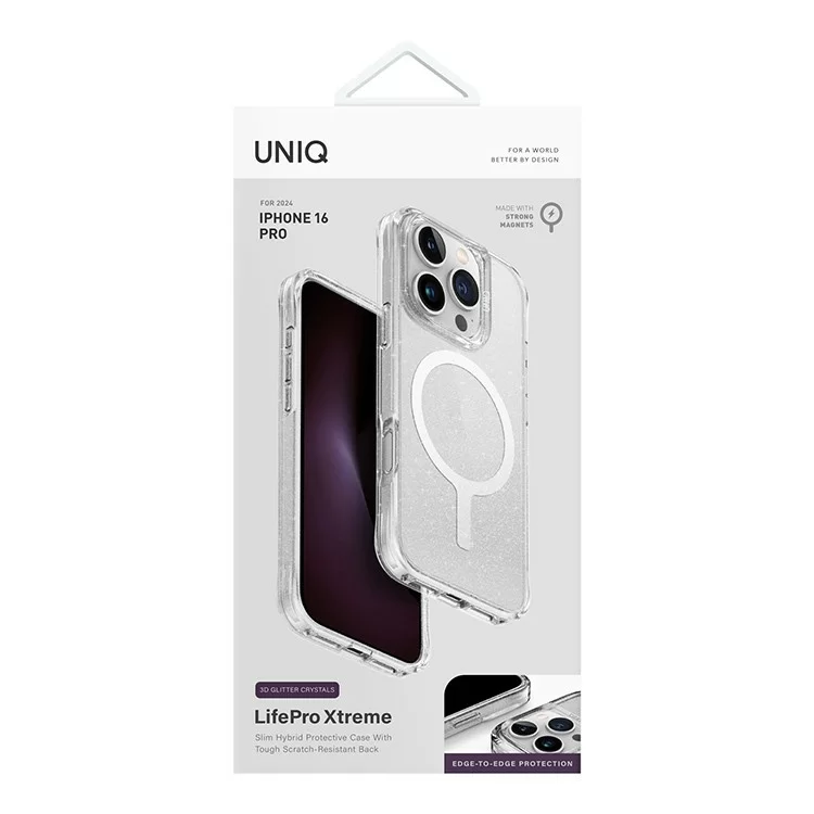 Чехол Uniq LifePro Xtreme Tinsel для iPhone 16 Pro Серебристый блеск (MagSafe)