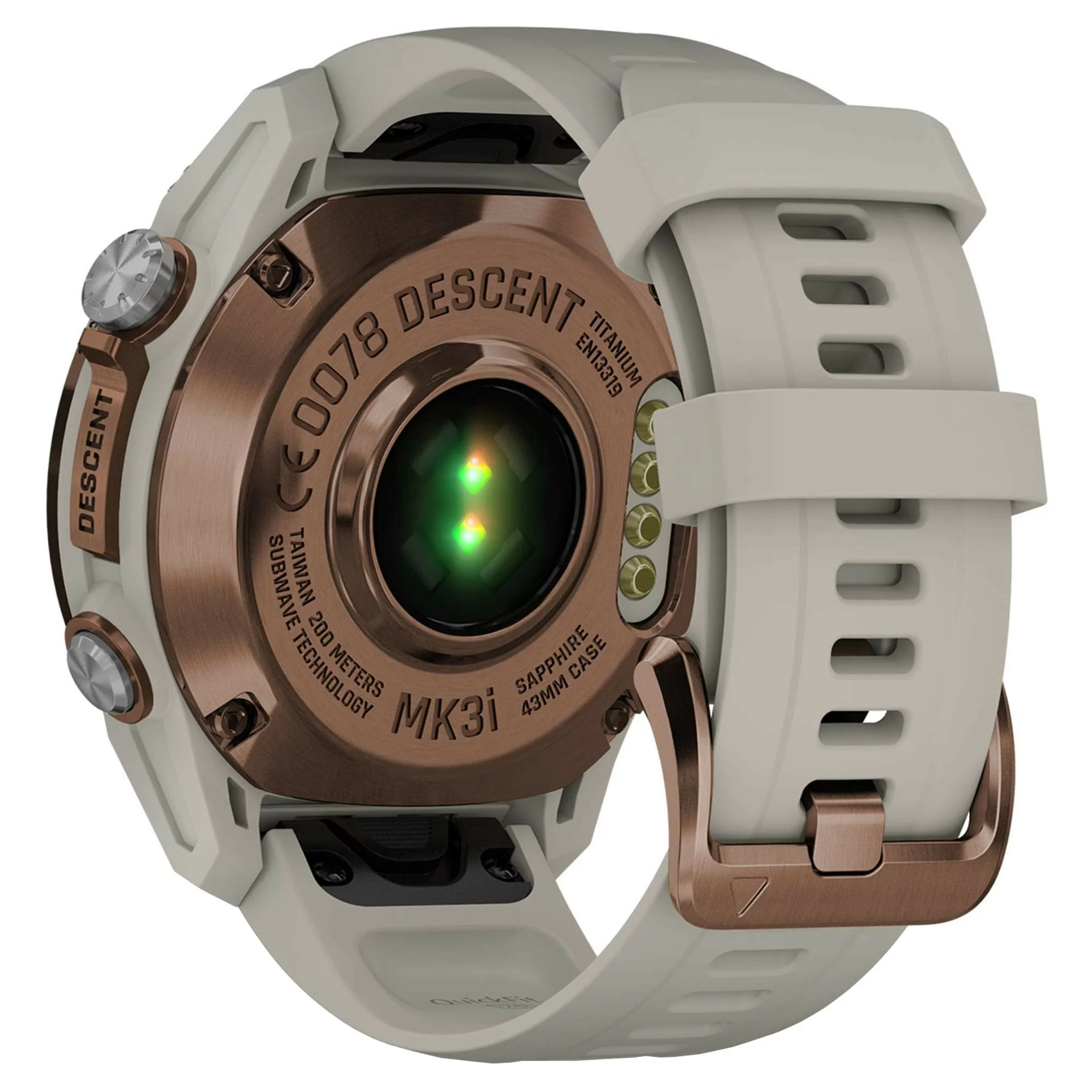 Дайвинг-компьютер Garmin Descent Mk3i, 43 мм (Bronze PVD Titanium / титановый корпус с бронзовым покрытием, French Gray Silicone Band / силиконовый ремешок серо-бежевый) Дайвинг-компьютер Garmin Descent Mk3i, 43 мм (Bronze PVD Titanium / титановый корпус с бронзовым покрытием, French Gray Silicone Band / силиконовый ремешок серо-бежевый)