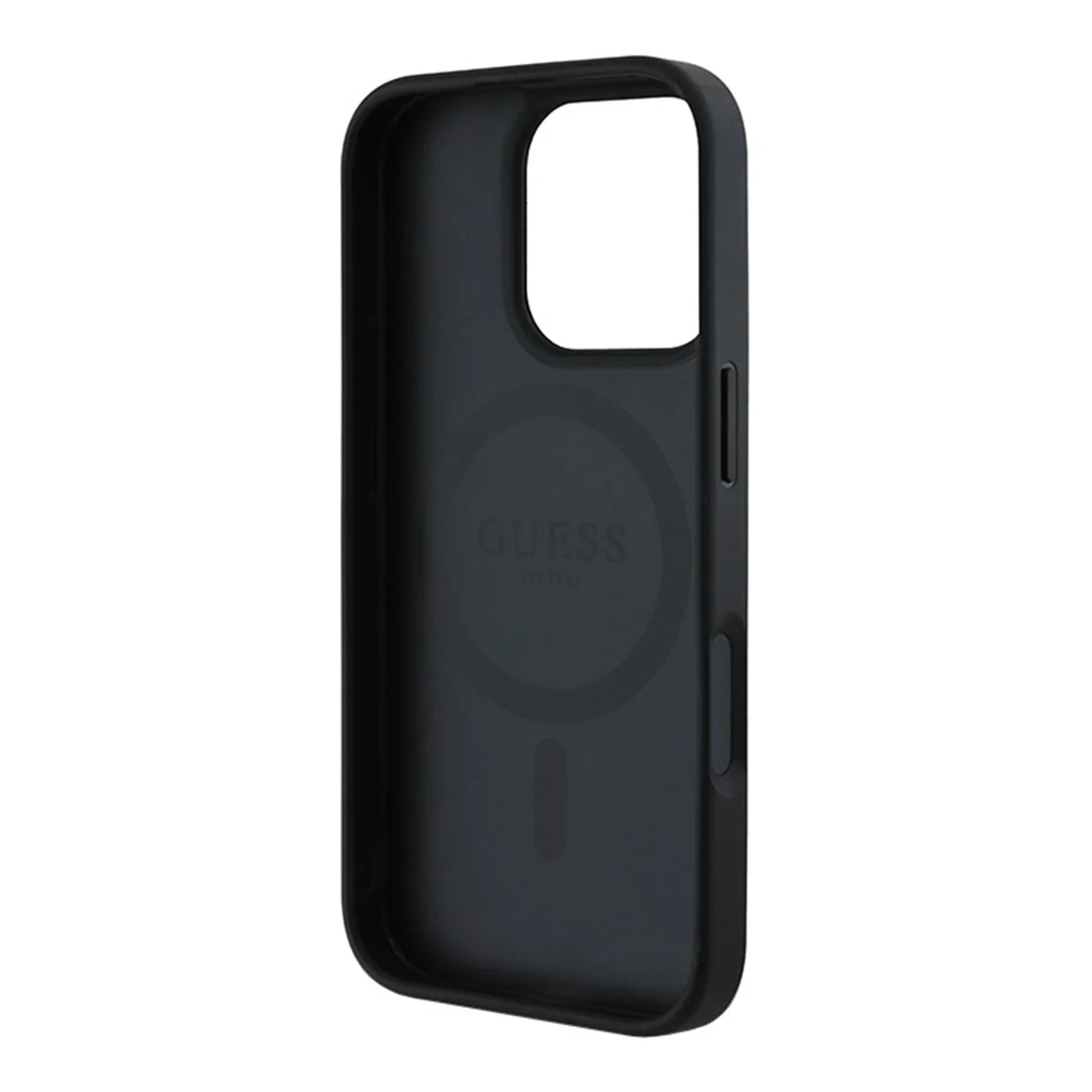 Чехол Guess PU 4G with Round Patch Metal Logo Hard Black (MagSafe) для iPhone 16