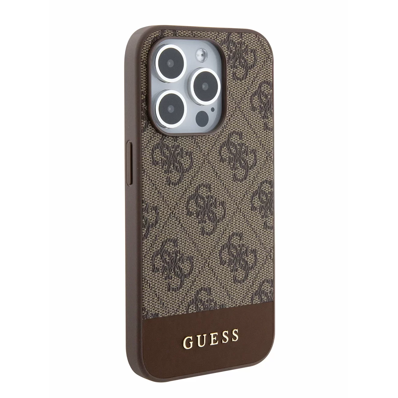 Чехол Guess PU 4G Bottom Stripe Metal Logo Hard Brown (MagSafe) для iPhone 15 Pro Max