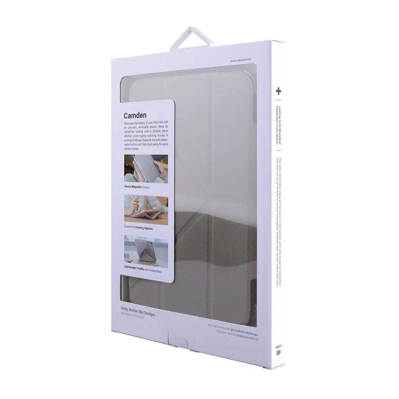 Чехол Uniq для iPad 10.2 (2019/2020) Camden Anti-microbial Grey