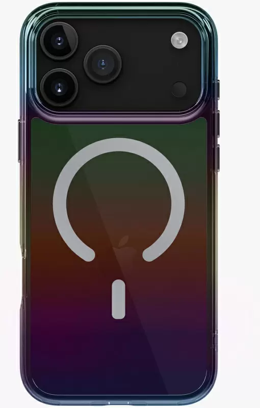 Чехол Uniq Iridescia (holographic) для Apple iPhone 17 Pro, Midnight Quartz (полуночный кварц), MagSafe Чехол Uniq Iridescia (holographic) для Apple iPhone 17 Pro, Midnight Quartz (полуночный кварц), MagSafe