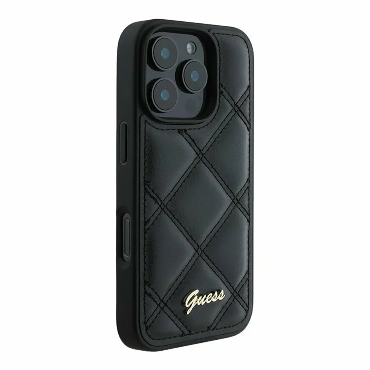 Чехол Guess PU Quilted with Script Metal Logo Hard Black для iPhone 16 Pro