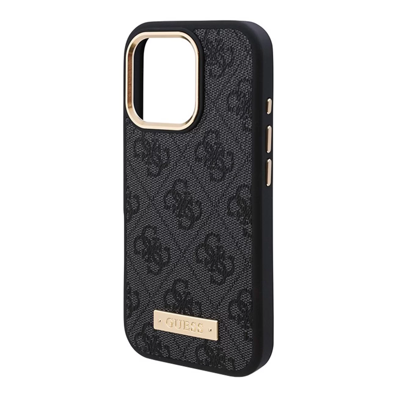 Чехол Guess PU 4G with Round Patch Metal Logo Hard Black (MagSafe) для iPhone 16 Pro Max