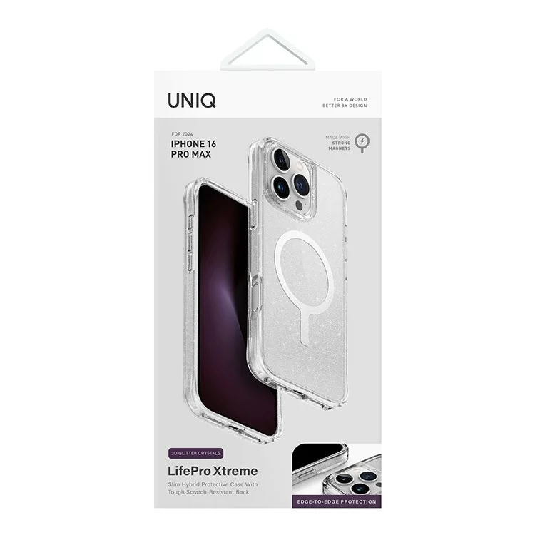 Чехол Uniq LifePro Xtreme Tinsel для iPhone 16 Pro Max Серебристый блеск (MagSafe)