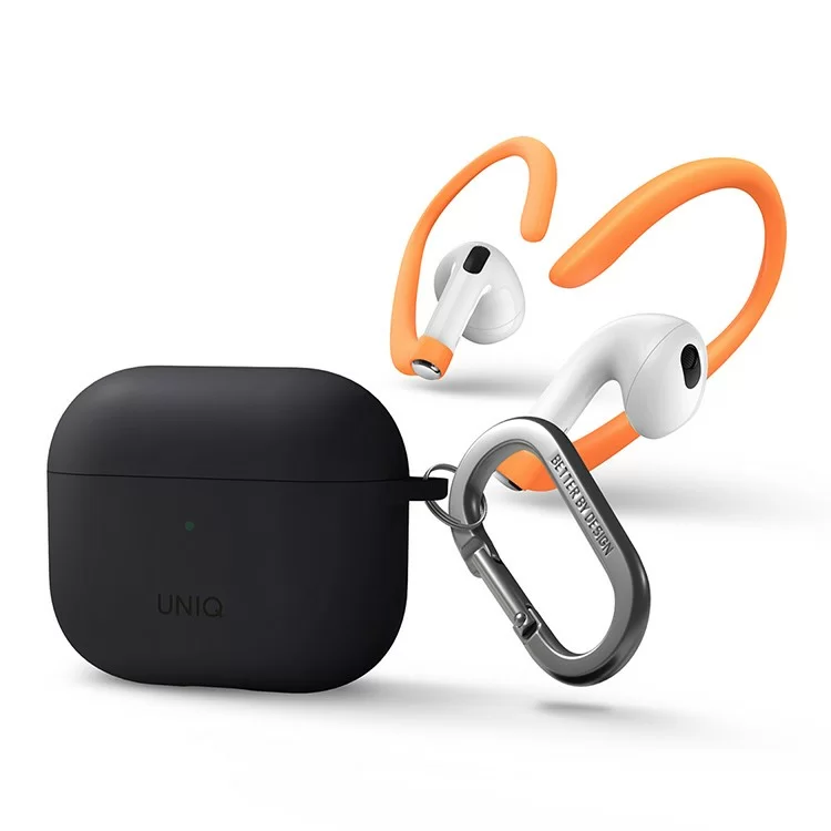 Чехол Uniq NEXO Liquid Silicone с карабином и спортивными крючками для AirPods 3 Серый