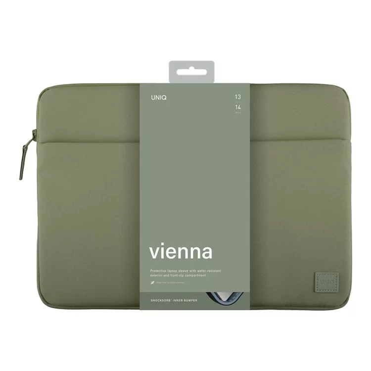 Чехол Uniq Vienna RPET Fabric с ShockSorb для ноутбуков 14" Лавровый зелёный