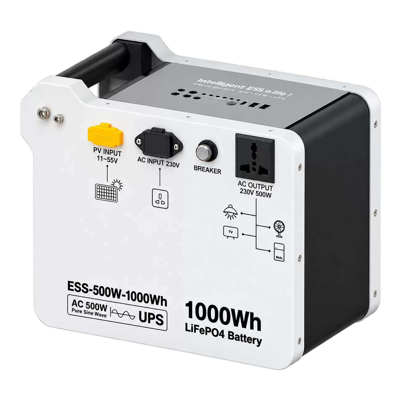 Портативная зарядная станция JQB Power, 500 Вт / 1000 Вт·ч
