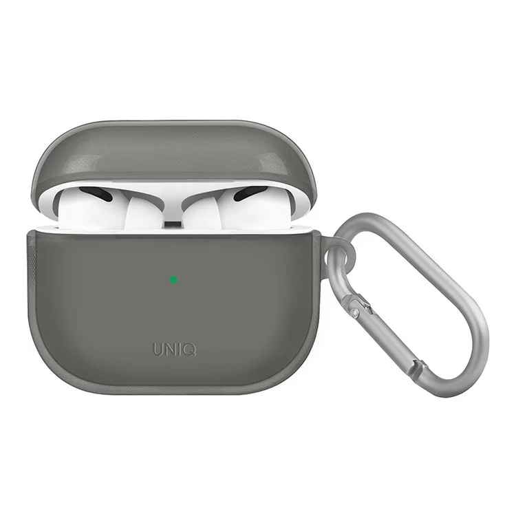 Чехол Uniq Glase TPU с карабином для AirPods 3 Дымчато-серый