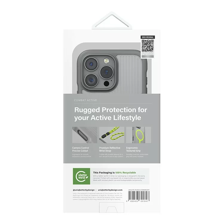 Чехол Uniq Combat LifePro Active для iPhone 16 Pro Каменный серый (MagSafe)