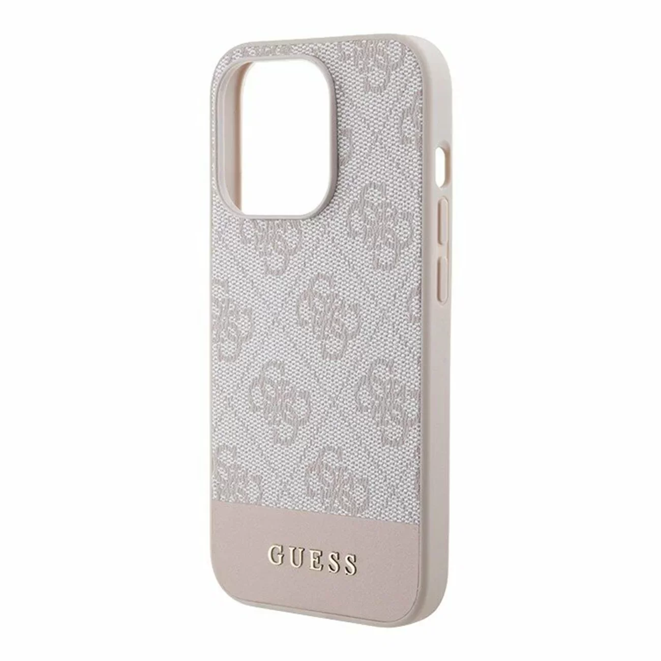 Чехол Guess PU 4G Bottom Stripe Metal Logo Hard Pink для iPhone 15 Pro Max