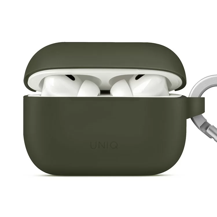 Чехол Uniq Vencer Silicone с карабином и ремешком для AirPods Pro 2 Зелёный
