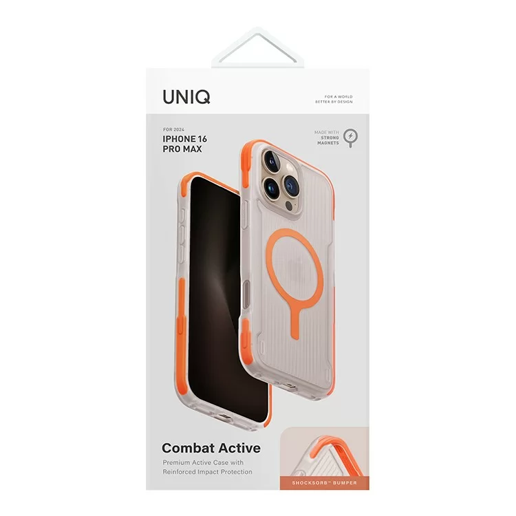 Чехол Uniq Combat LifePro Active для iPhone 16 Pro Max Вольт-оранжевый (MagSafe)