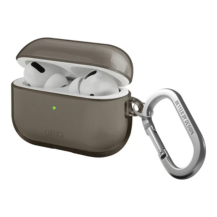 Чехол Uniq Glase TPU с карабином для AirPods Pro 2 Дымчато-серый