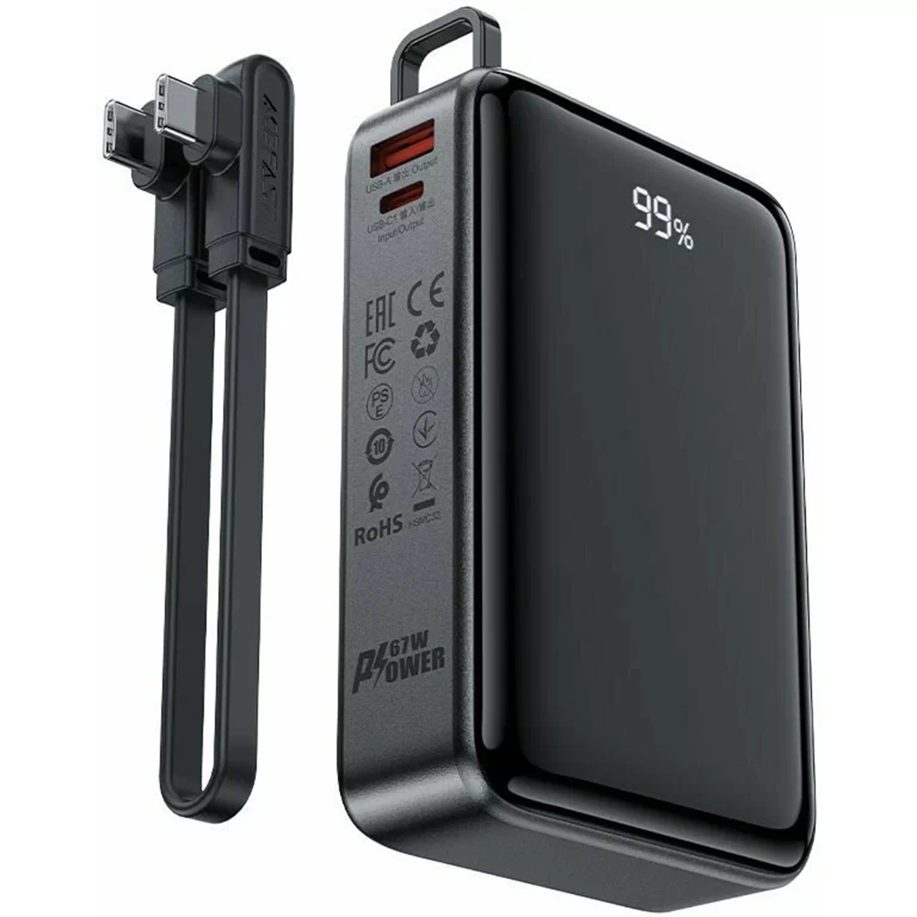 Портативный аккумулятор ACEFAST M4, 20000 мА·ч, 2×USB-C + USB-A, быстрая зарядка, чёрный
