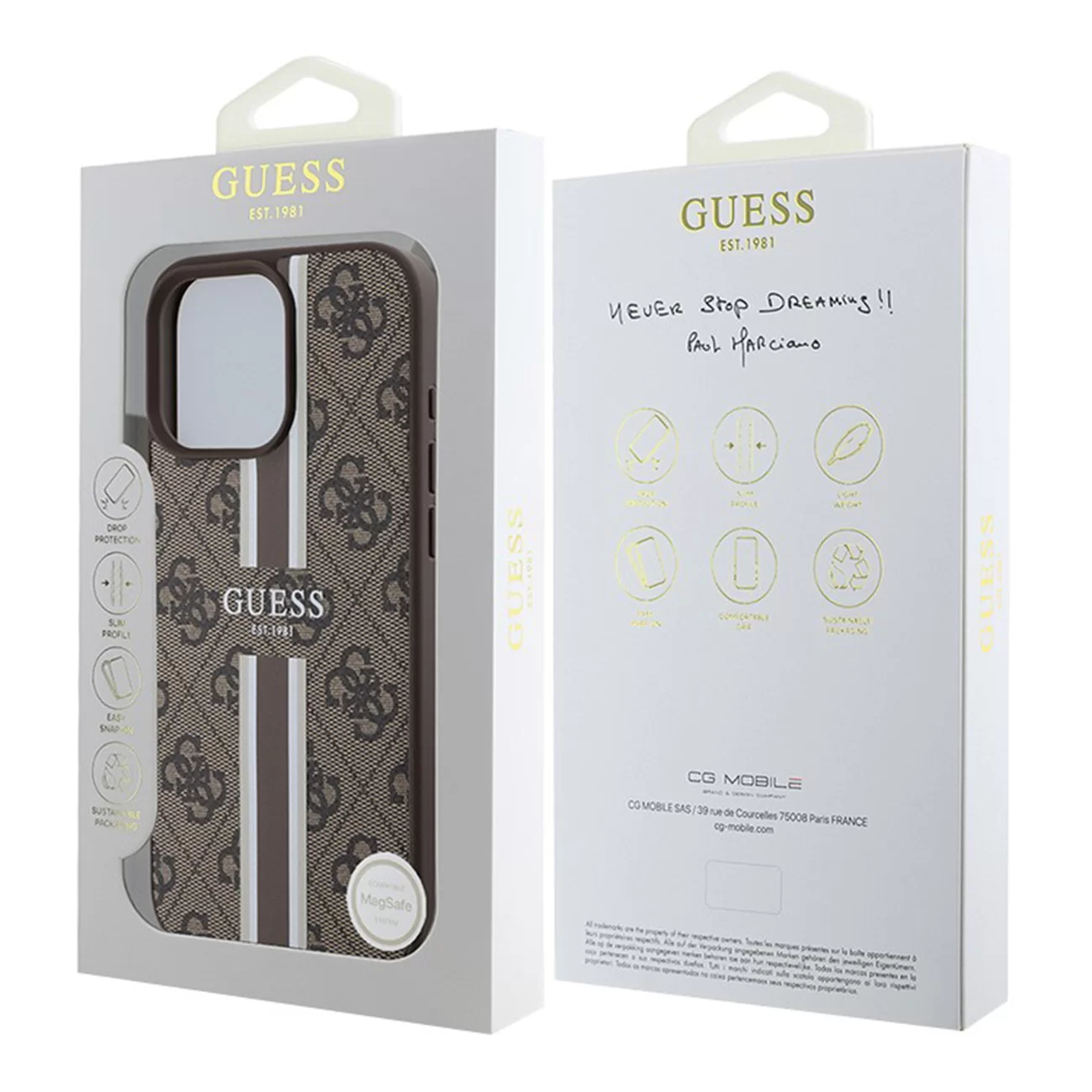 Чехол Guess PU 4G Stripes Hard Brown (MagSafe) для iPhone 16 Pro