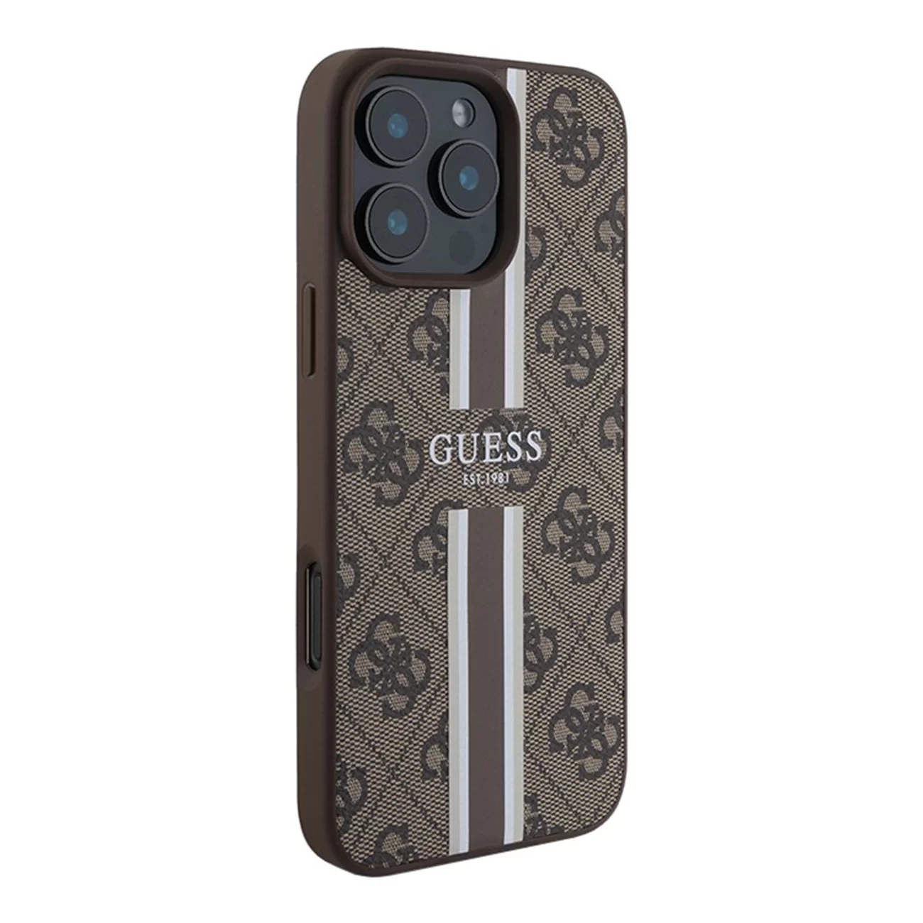 Чехол Guess PU 4G Stripes Hard Brown (MagSafe) для iPhone 16 Pro