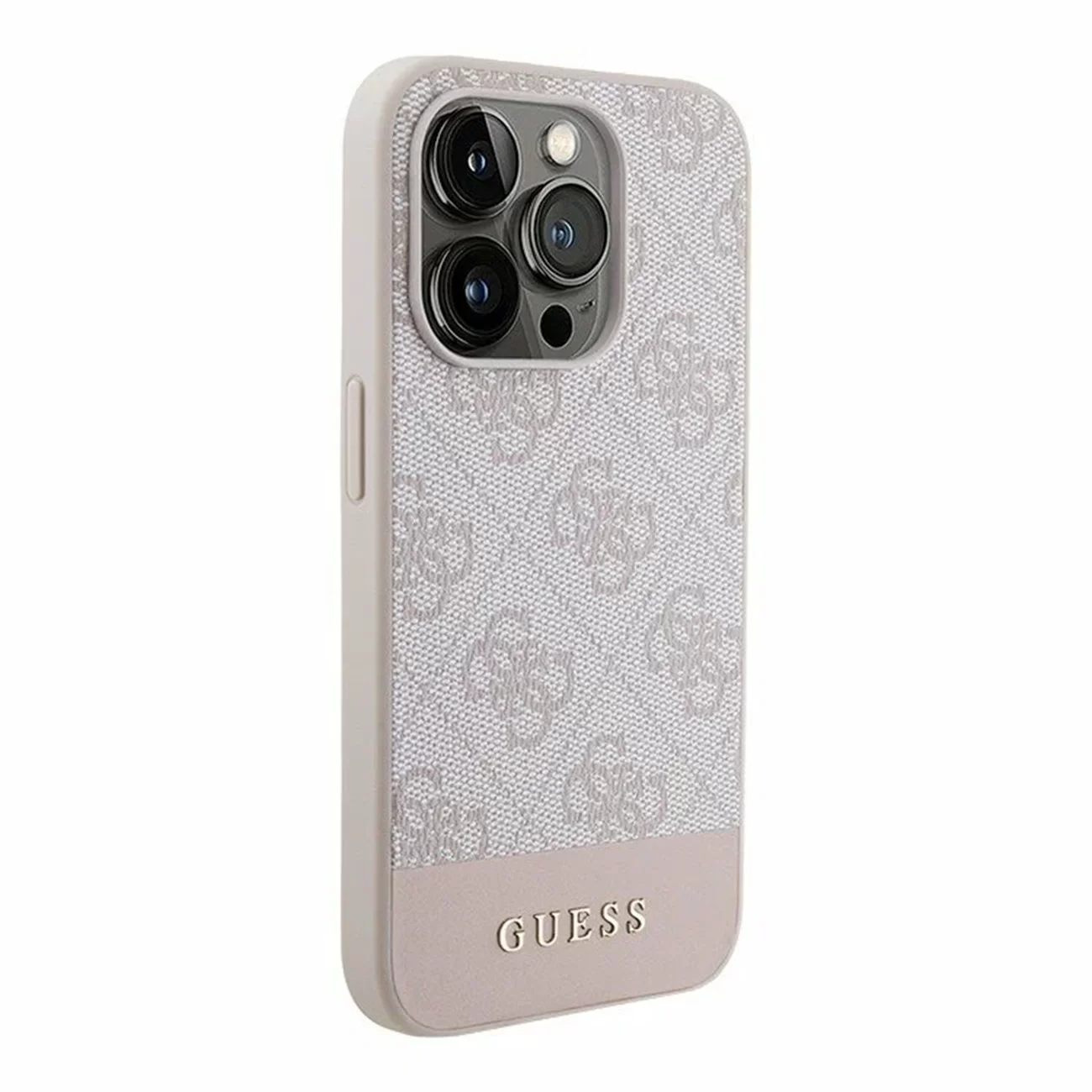 Чехол Guess PU 4G Bottom Stripe Metal Logo Hard Pink для iPhone 15 Pro Max
