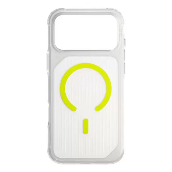 Чехол Uniq Combat Active для Apple iPhone 17 Pro, Frost Clear/Lume-Lime (матовый прозрачный/лаймовый), MagSafe