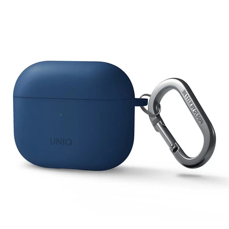 Чехол Uniq NEXO Liquid Silicone с карабином и спортивными крючками для AirPods 4 Тихоокеанский синий