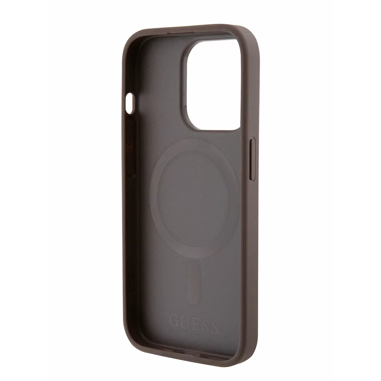 Чехол Guess PU 4G Bottom Stripe Metal Logo Hard Brown (MagSafe) для iPhone 15 Pro Max