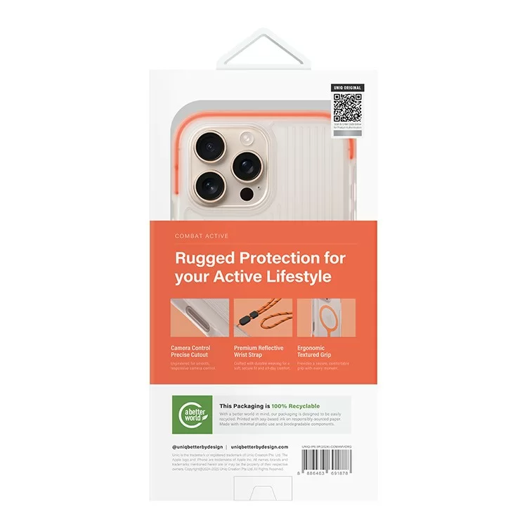 Чехол Uniq Combat LifePro Active для iPhone 16 Pro Max Вольт-оранжевый (MagSafe)