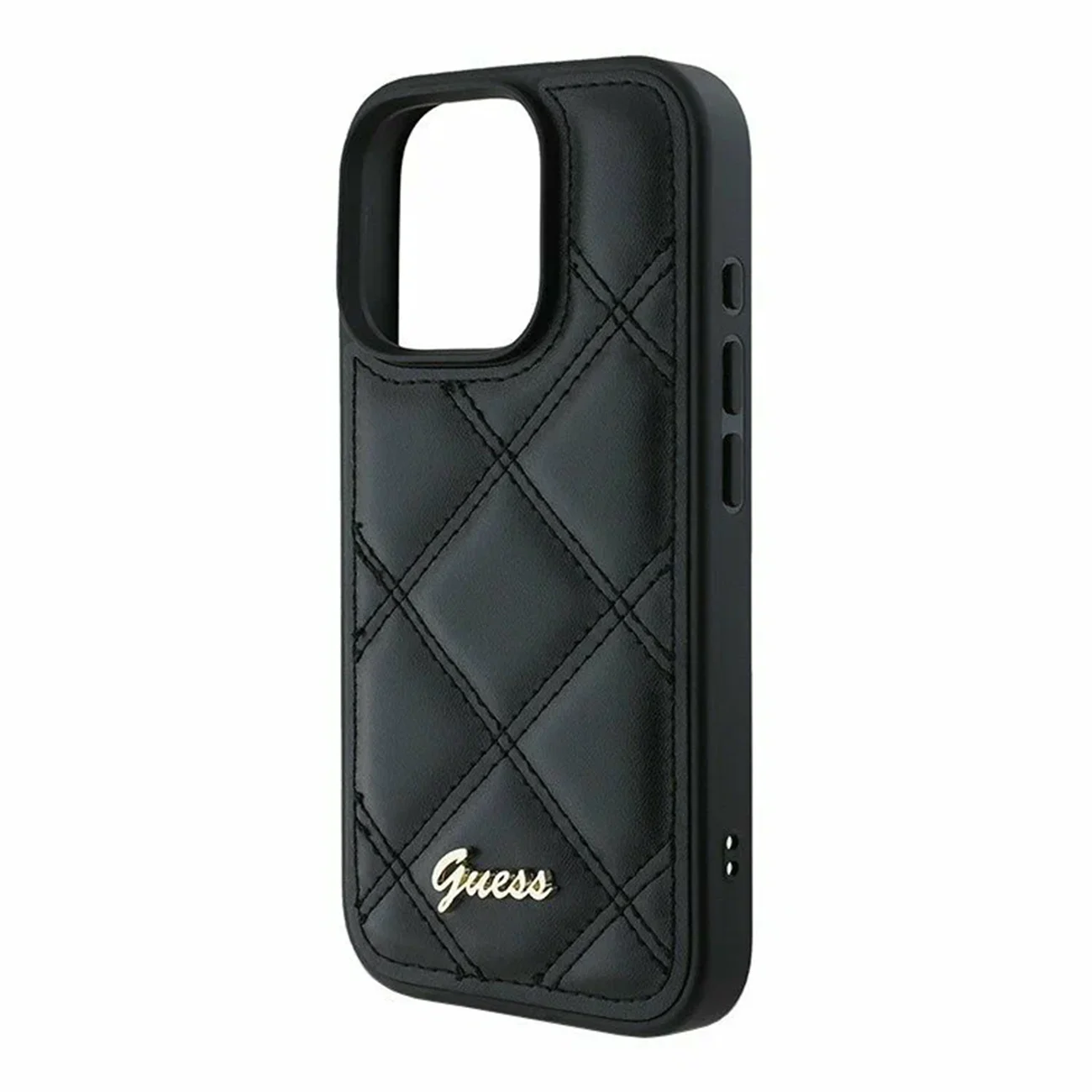 Чехол Guess PU Quilted with Script Metal Logo Hard Black для iPhone 16 Pro Max