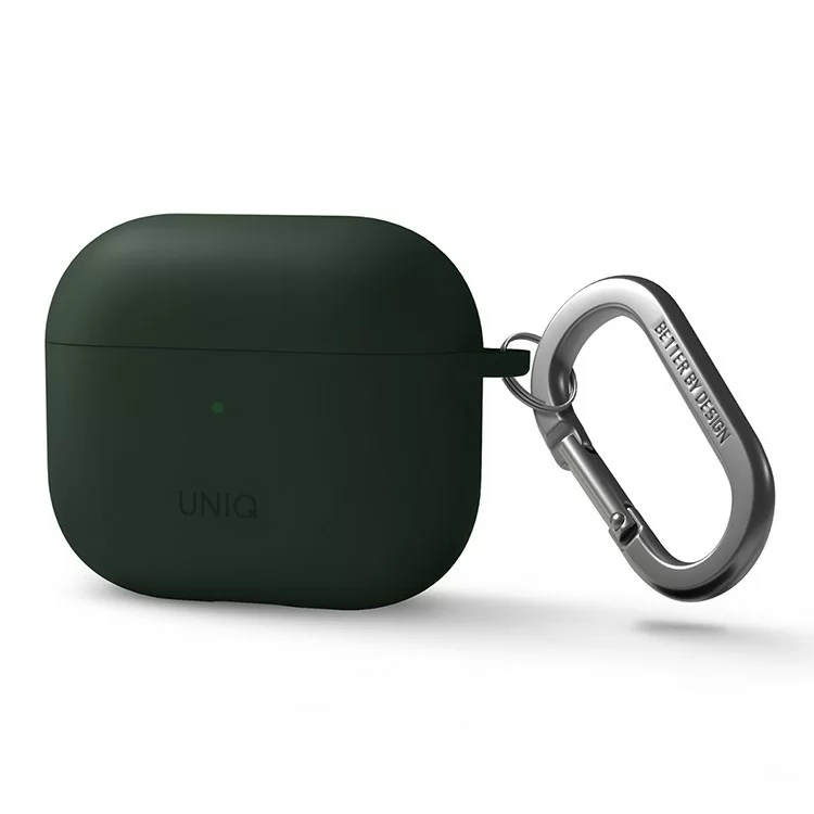 Чехол Uniq NEXO Liquid Silicone с карабином и спортивными крючками для AirPods 3 Зелёный