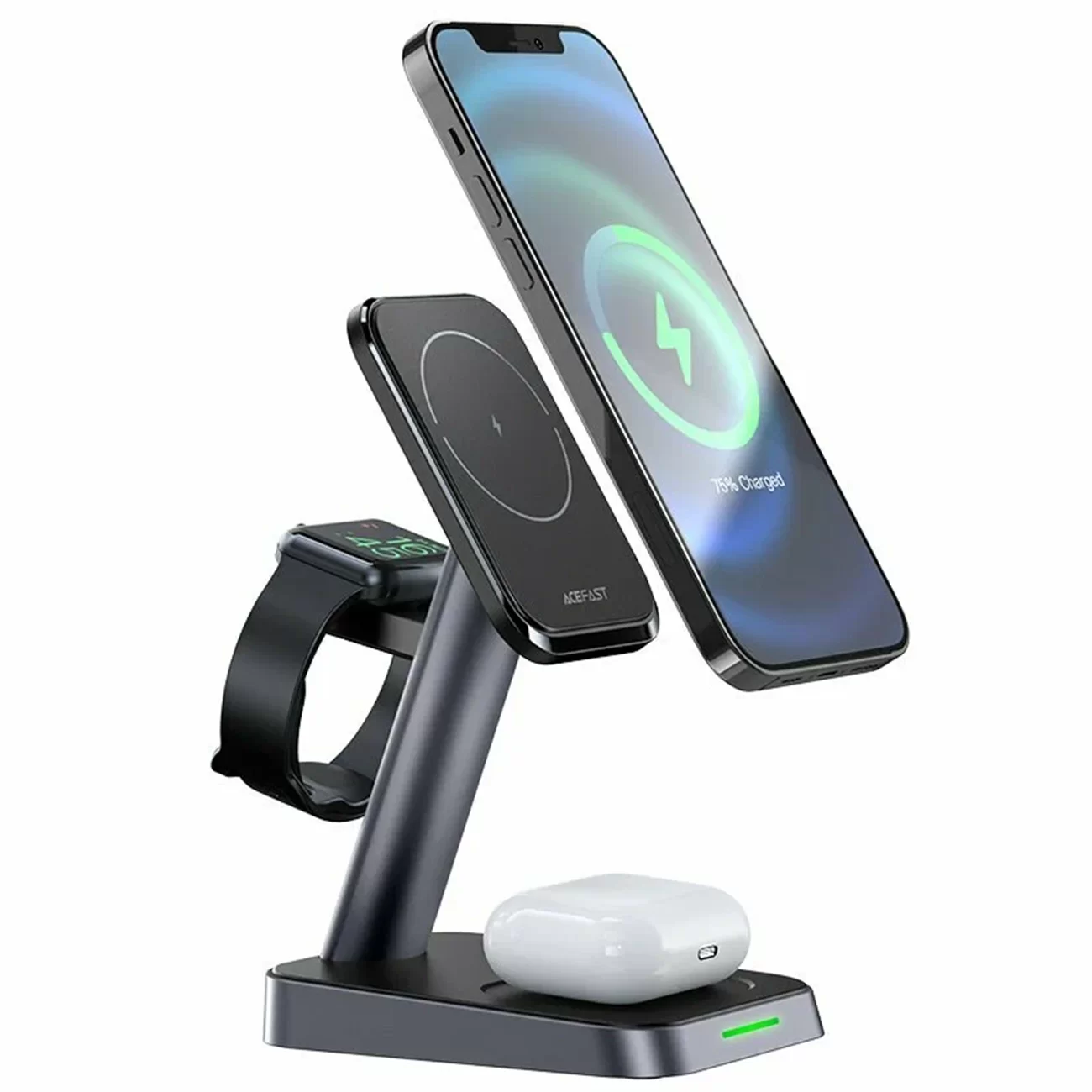 Беспроводная зарядная станция ACEFAST E3, 3 в 1 для iPhone, Apple Watch и AirPods, чёрная