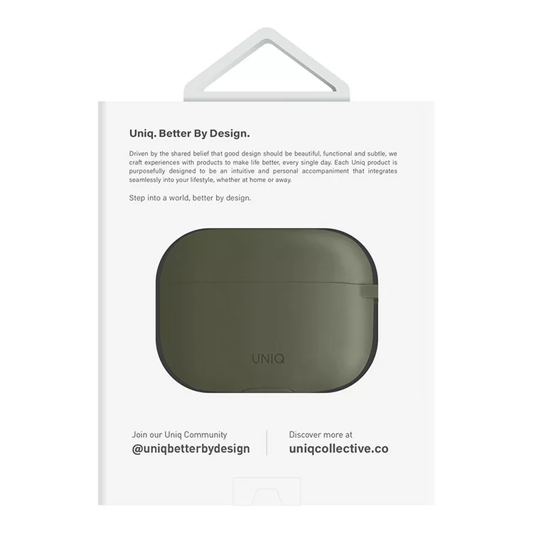 Чехол Uniq Vencer Silicone с карабином и ремешком для AirPods Pro 2 Зелёный