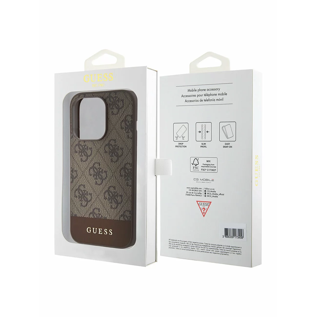 Чехол Guess PU 4G Bottom Stripe Metal Logo Hard Brown (MagSafe) для iPhone 15 Pro Max