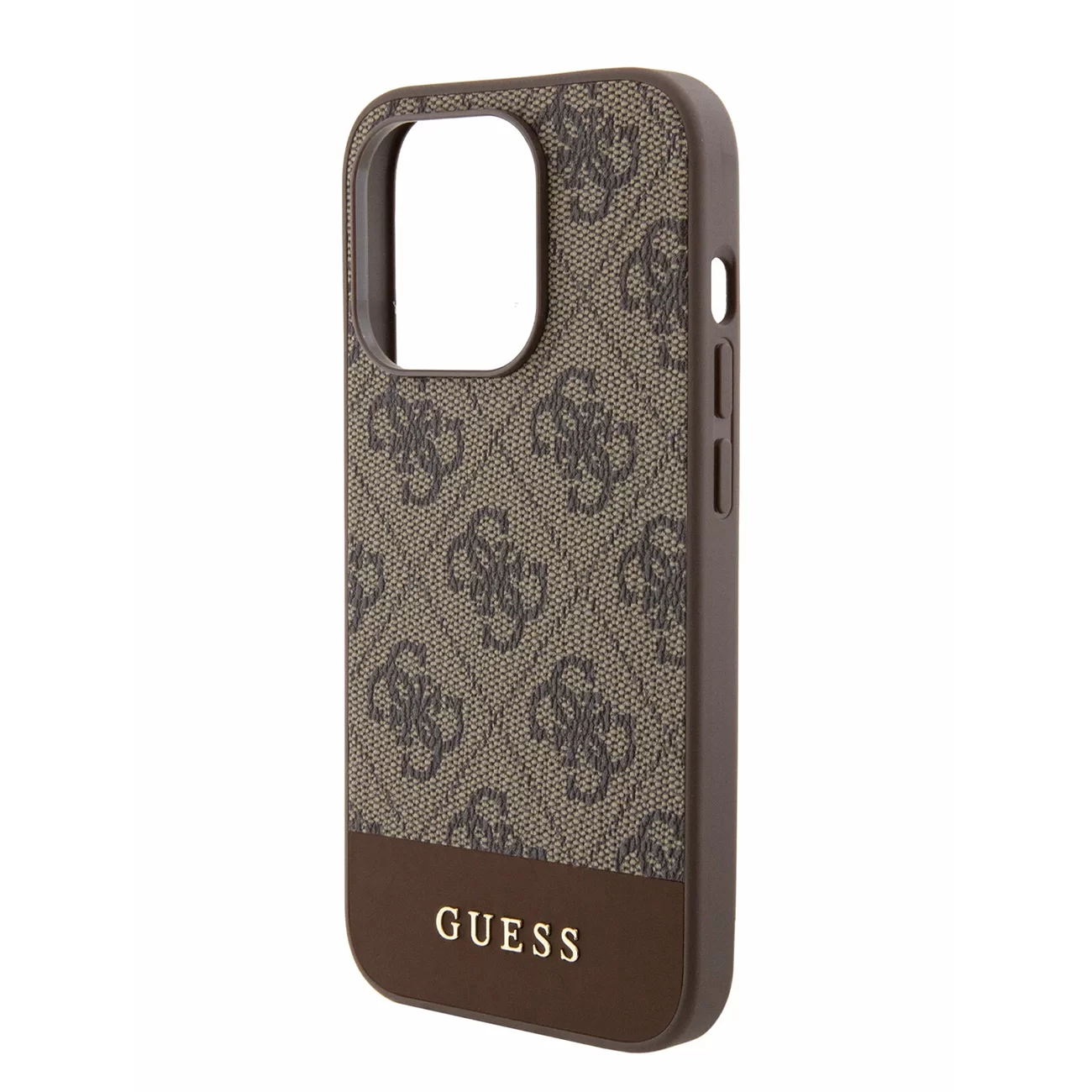 Чехол Guess PU 4G Bottom Stripe Metal Logo Hard Brown (MagSafe) для iPhone 15 Pro Max