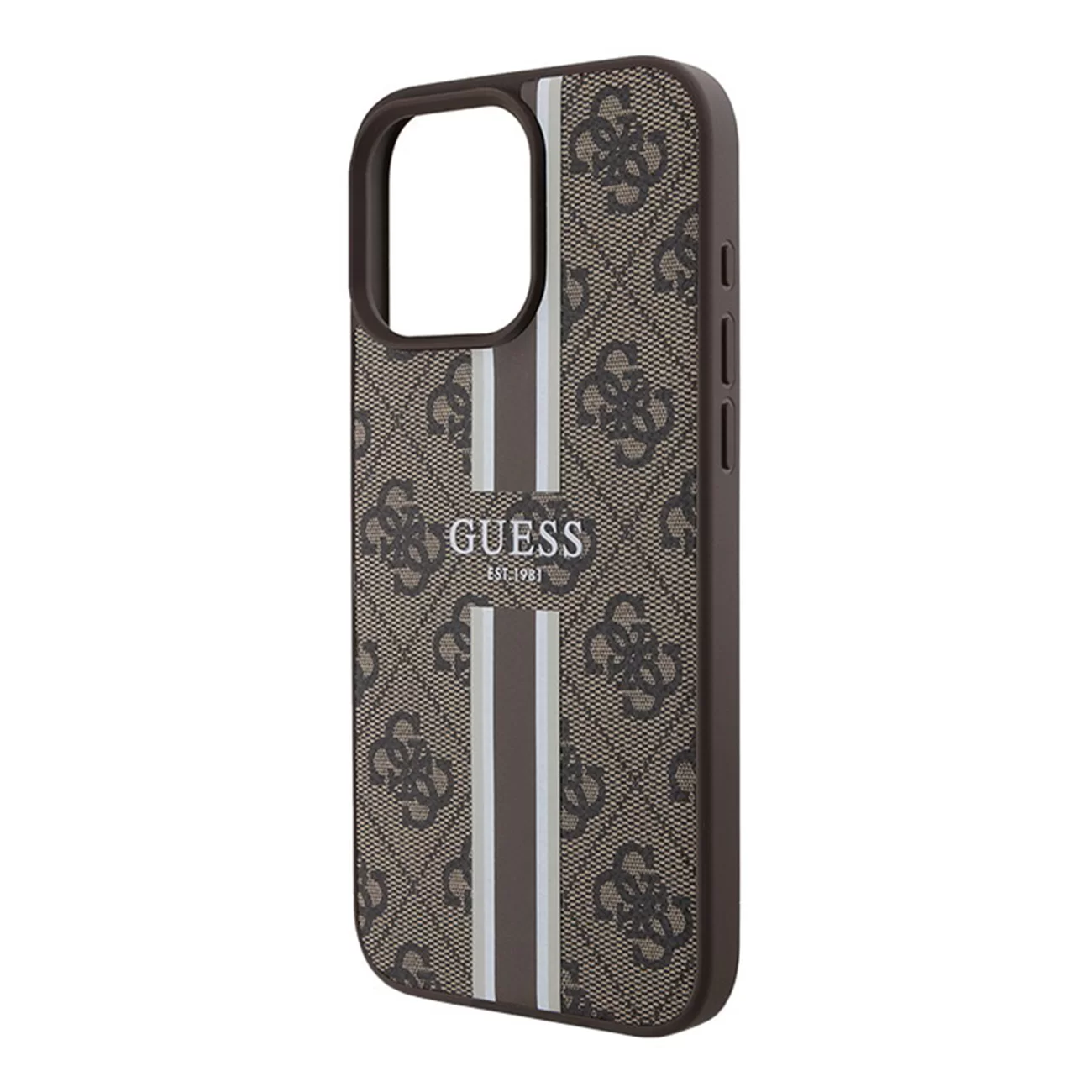 Чехол Guess PU 4G Stripes Hard Brown (MagSafe) для iPhone 16 Pro