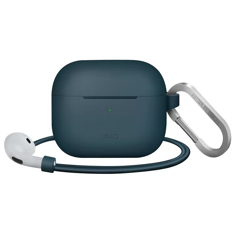 Чехол Uniq Vencer Silicone с карабином и ремешком для AirPods 3 Синий