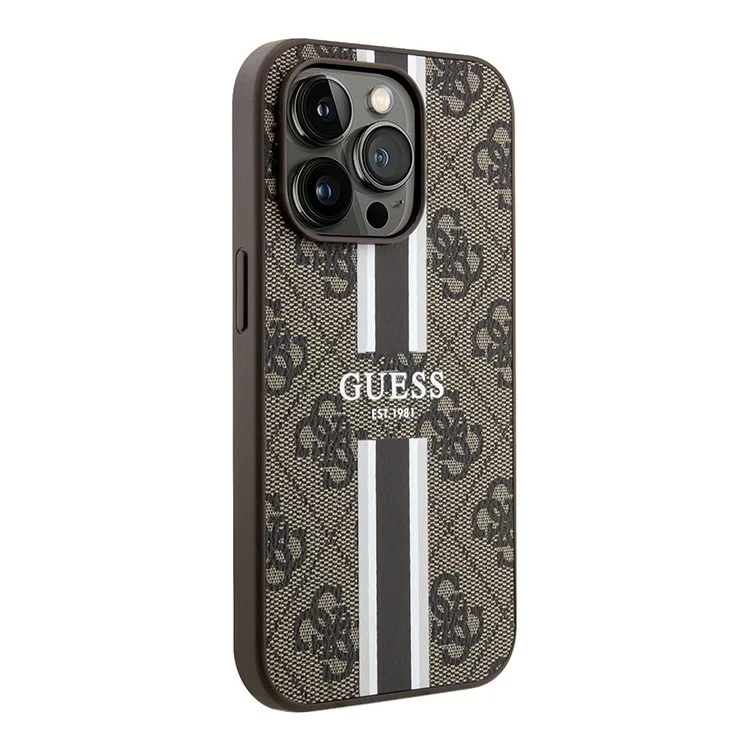Чехол Guess PU 4G Stripes Hard для iPhone 15 Pro Коричневый
