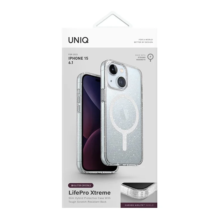 Чехол Uniq LifePro Xtreme Tinsel для iPhone 15 Pro Max Серебристый блеск (MagSafe)