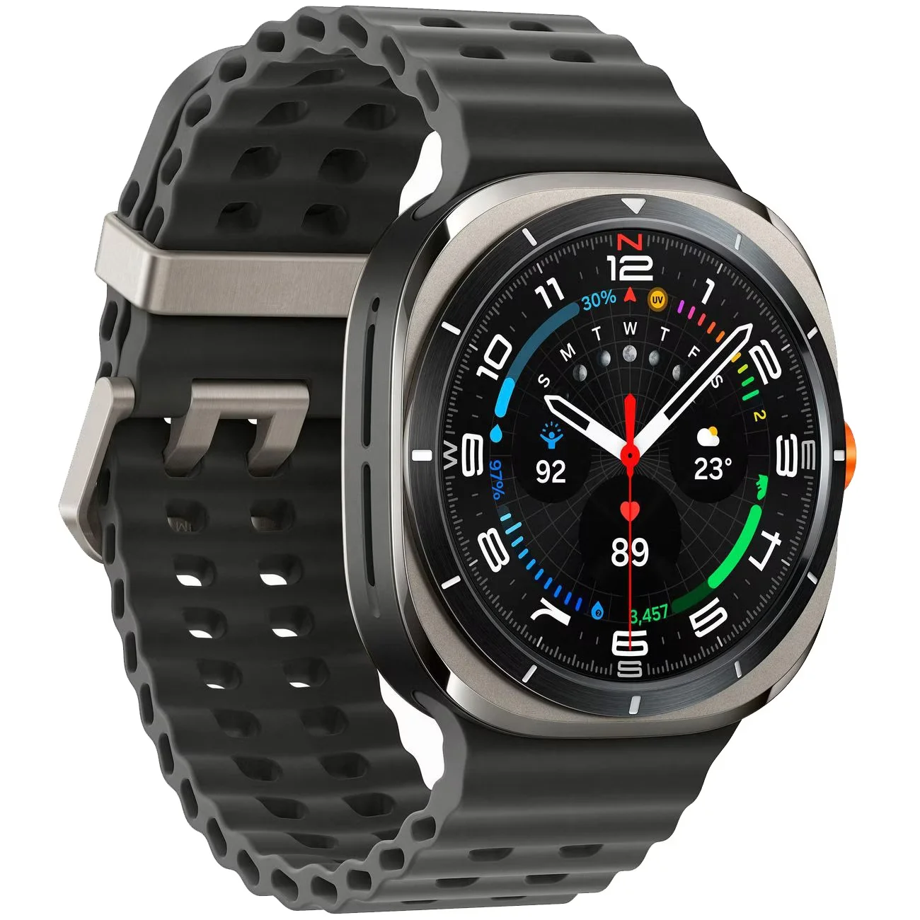 Умные часы Samsung Galaxy Watch Ultra 47 мм Wi-Fi + LTE, Серебристый титан, Ремешок черный