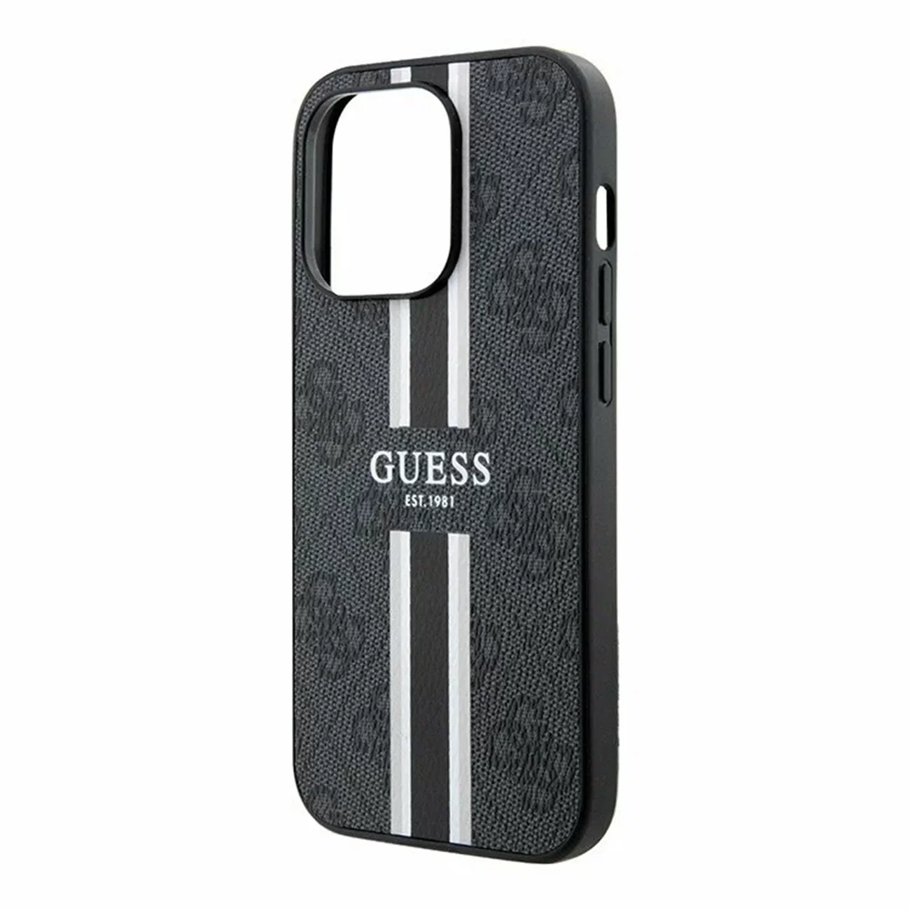 Чехол Guess PU 4G Stripes Hard Black (MagSafe) для iPhone 15 Pro Max