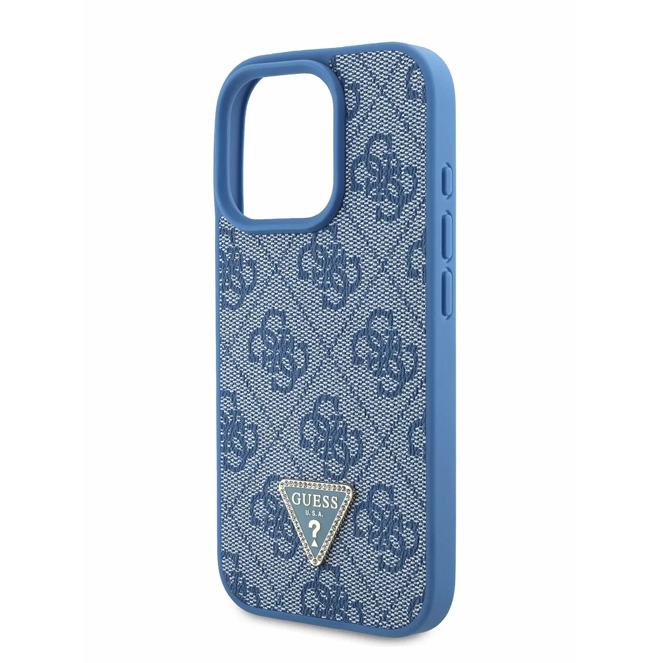 Чехол Guess PU 4G Triangle Diamond Metal Logo Hard Blue для iPhone 16 Pro Max
