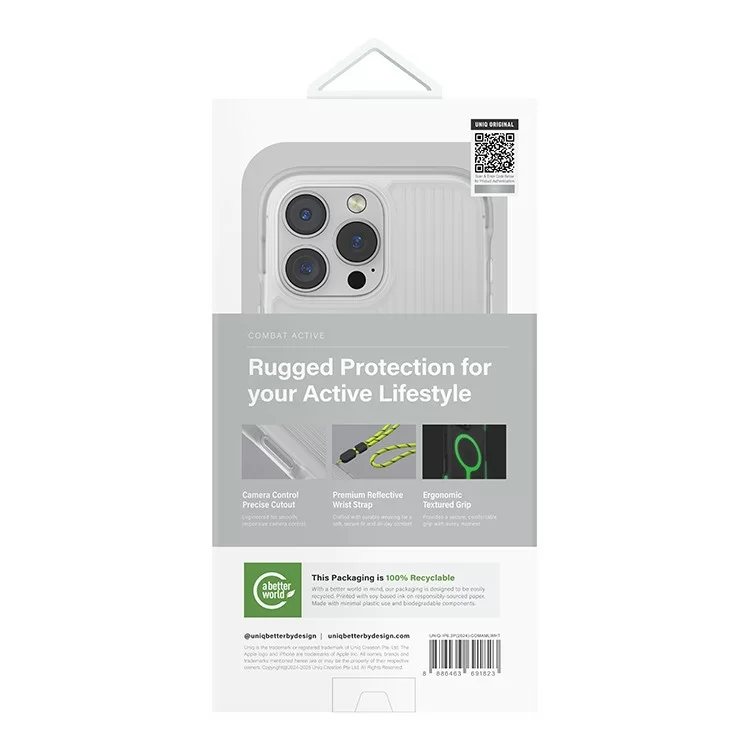 Чехол Uniq Combat Lume для iPhone 16 Белый светящийся (MagSafe)
