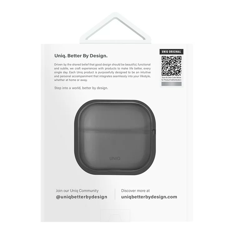 Чехол Uniq Glase TPU с карабином для AirPods 4 Дымчато-серый