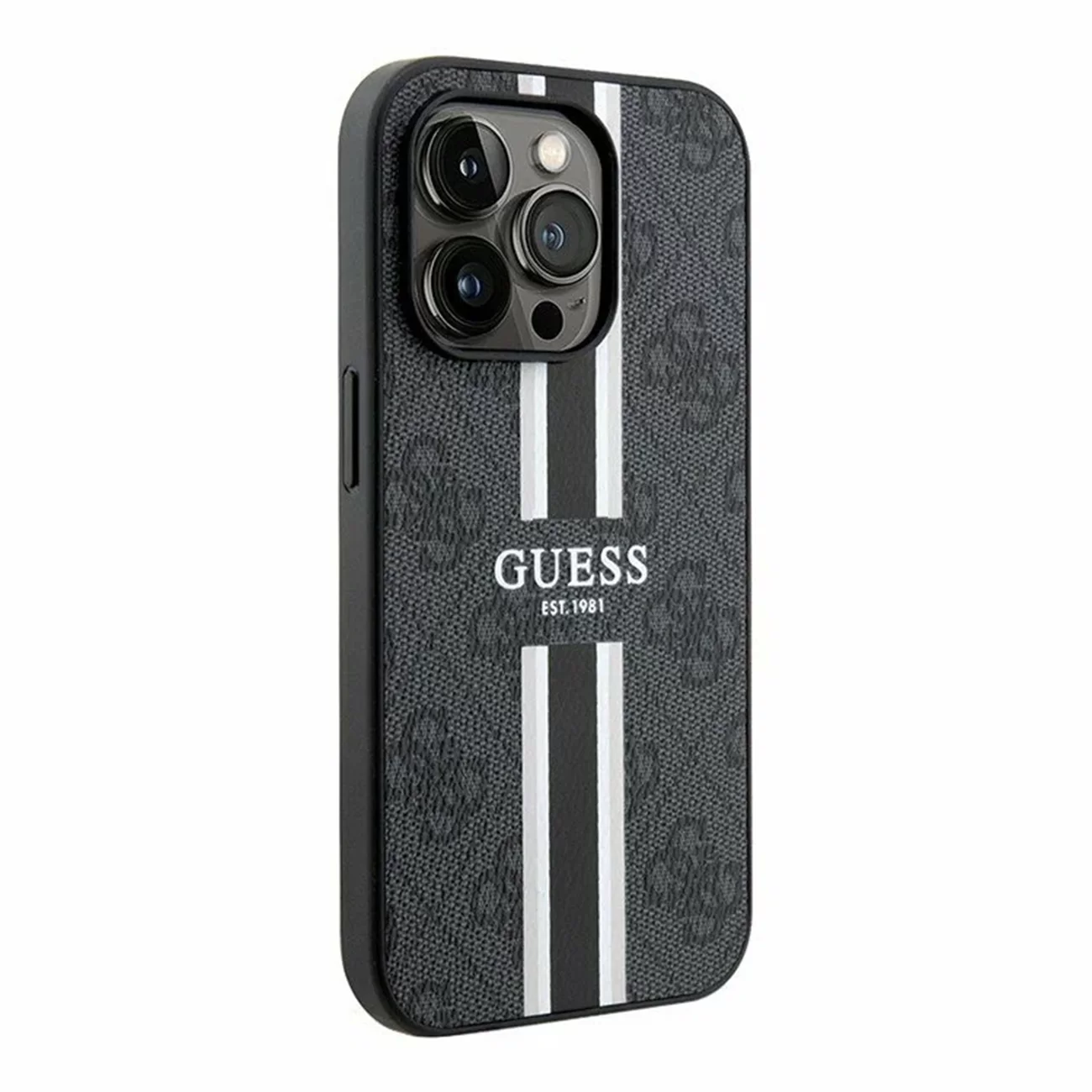 Чехол Guess PU 4G Stripes Hard Black (MagSafe) для iPhone 15 Pro Max