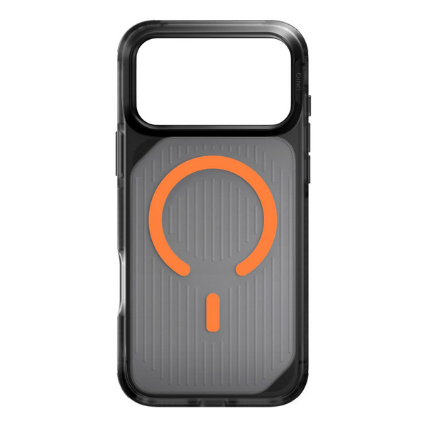 Чехол Uniq Combat Active для Apple iPhone 17 Pro, Frost Smoke/Orange (матовый дымчатый/оранжевый), MagSafe