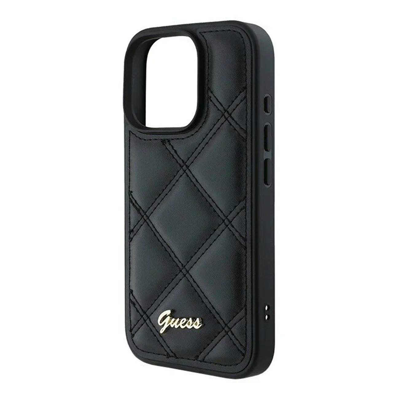 Чехол Guess PU Quilted with Script Metal Logo Hard Black для iPhone 16 Pro