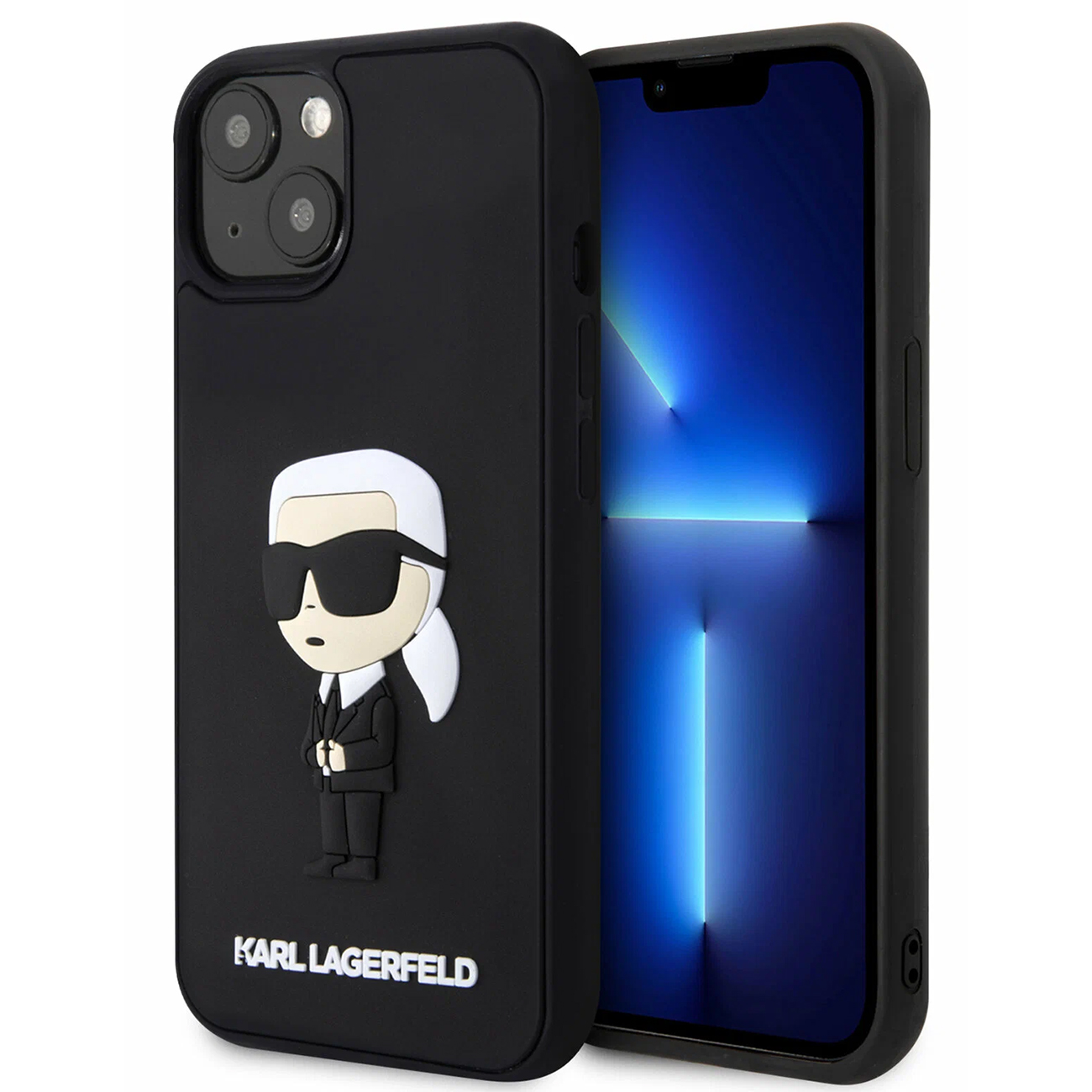 Чехол Lagerfeld для iPhone 13, PU Saffiano NFT Karl & Choupette, жёсткий чёрный