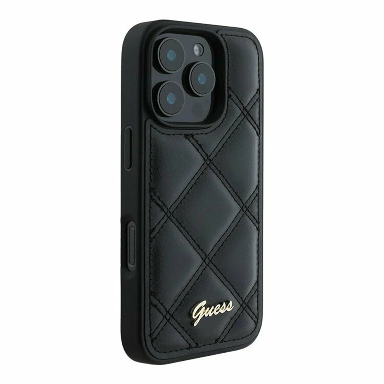 Чехол Guess PU Quilted with Script Metal Logo Hard Black для iPhone 16 Pro